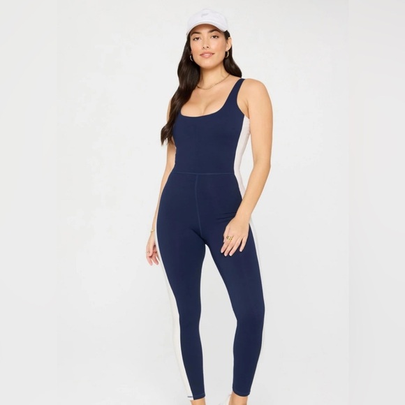 NWT, Fabletics,Define PowerHold Scoop Neck Jumpsuit, DeepNavy/Bone, M - Picture 1 of 4